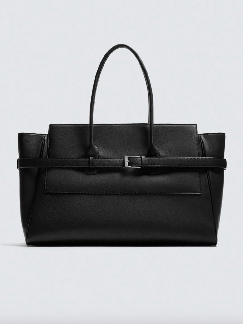 Large Classic Structured Black Tote Bag